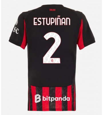 AC Milan Pervis Estupinan #2 Hjemmebanetrøje Dame 2025-26 Kortærmet